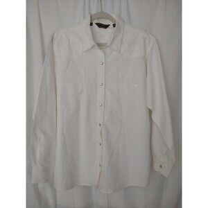 Walls 2XL Pearl Snap Dress Shirt Off White Ivory 100% Cotton Cowgirl Ranch Rodeo